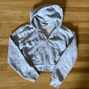Brandy Melville gray cropped zip hoodie